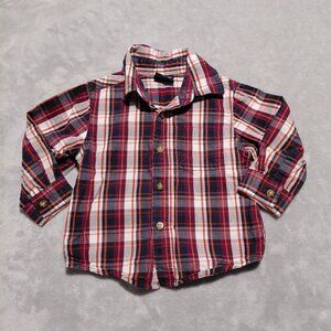 NwoT 18M Organic Cotton Plaid Button Up Shirt Faded Glory